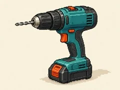 Cordless drill stored in a workshop